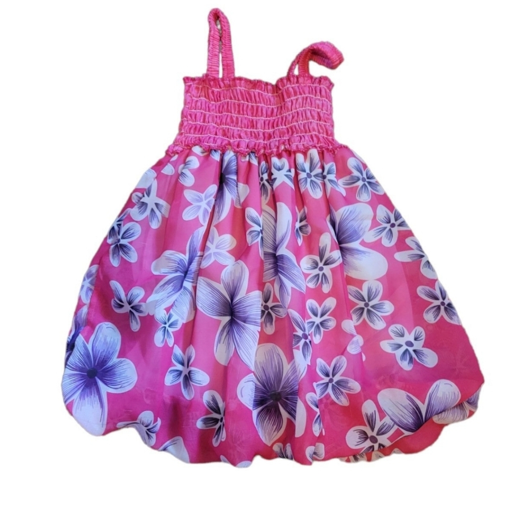 Baby girl toddler beachy floral flower summer vacation travel pink purple dress - Picture 1 of 2